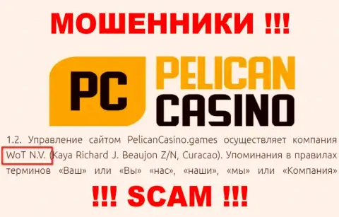 Юридическое лицо конторы PelicanCasino Games - это ВоТ Н.В.
