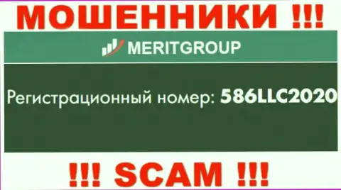 Номер регистрации, под которым официально зарегистрирована компания MeritGroup: 586LLC2020