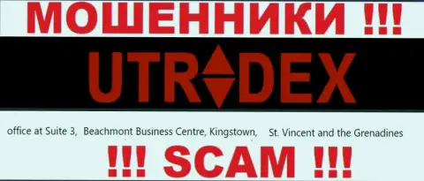 Юридический адрес махинаторов UTradex в оффшоре - office at Suite 3, ​Beachmont Business Centre, Kingstown, St. Vincent and the Grenadines, данная инфа размещена на их официальном web-портале
