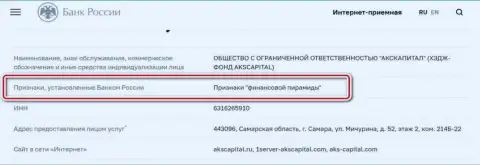 AKS-Capital Com - это мошенники, которые внесены Центральным Банком России в черный список, как организация с признакам финансовой пирамиды