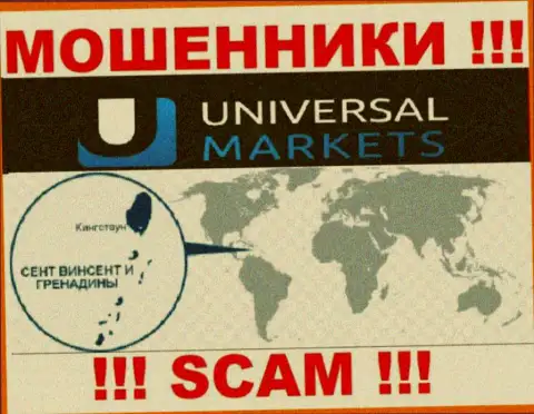 Контора Universal Markets имеет регистрацию довольно далеко от клиентов на территории St. Vincent and Grenadines