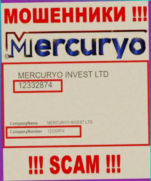Номер регистрации противоправно действующей компании Mercuryo - 12332874