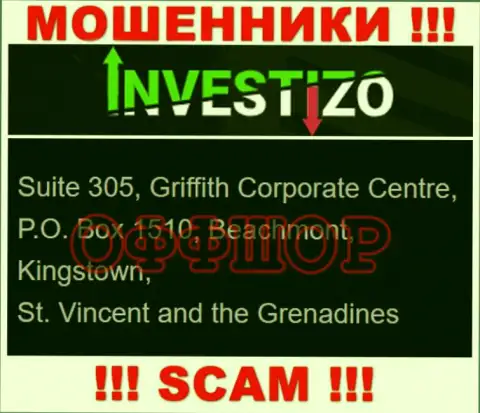 Не работайте с мошенниками Investizo - обувают ! Их юридический адрес в офшоре - Suite 305, Griffith Corporate Centre, P.O. Box 1510, Beachmont, Kingstown, St. Vincent and the Grenadines