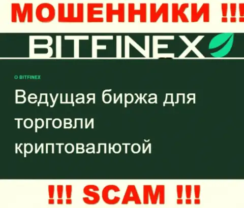 Основная работа Bitfinex - это Крипто торговля, будьте очень бдительны, работают преступно
