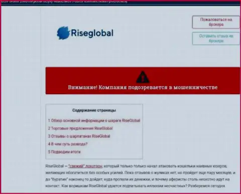 Детально просмотрите условия совместной работы RiseGlobal Us, в компании разводят (обзор противозаконных деяний)