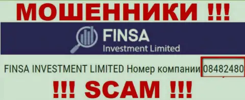 Как указано на официальном веб-сайте мошенников FinsaInvestment Limited: 08482480 - это их номер регистрации
