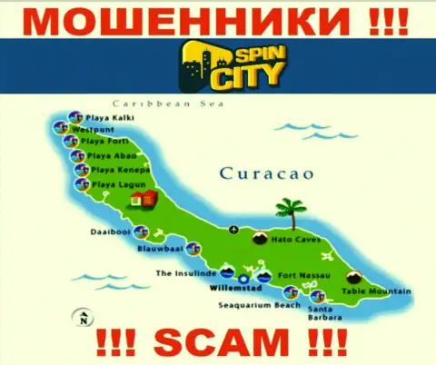 Юридическое место регистрации SpinCity на территории - Curacao