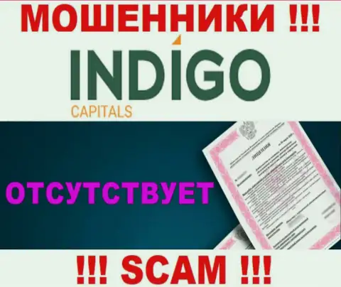 У кидал IndigoCapitals на web-сайте не размещен номер лицензии организации !!! Будьте очень осторожны