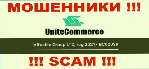 Inffeable Group LTD internet-мошенников UniteCommerce зарегистрировано под этим номером: 2021/IBC00039
