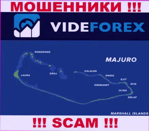 Организация VideForex зарегистрирована очень далеко от оставленных без денег ими клиентов на территории Majuro, Marshall Islands