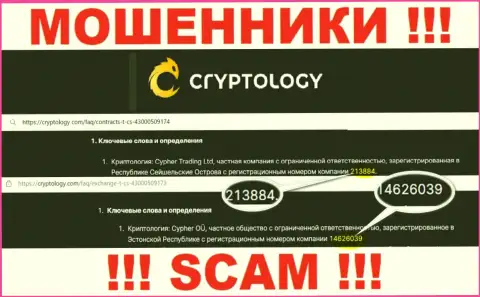 Cryptology на самом деле имеют регистрационный номер - 213884