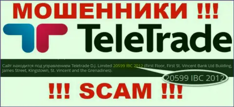 Регистрационный номер мошенников TeleTrade Ru (20599 IBC 2012) никак не доказывает их надежность