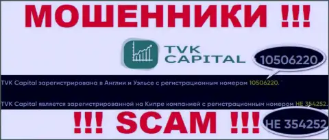 Будьте очень осторожны, наличие номера регистрации у TVK Capital (10506220) может оказаться заманухой