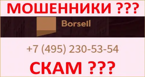 С какого номера телефона станут названивать интернет мошенники из Borsell Ru неизвестно, у них их немало