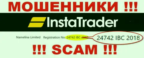 Регистрационный номер организации Insta Trader: 24742 IBC 2018