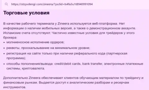 Условия трейдинга компании Зиннейра в обзоре на информационном ресурсе Tvoy Bor Ru